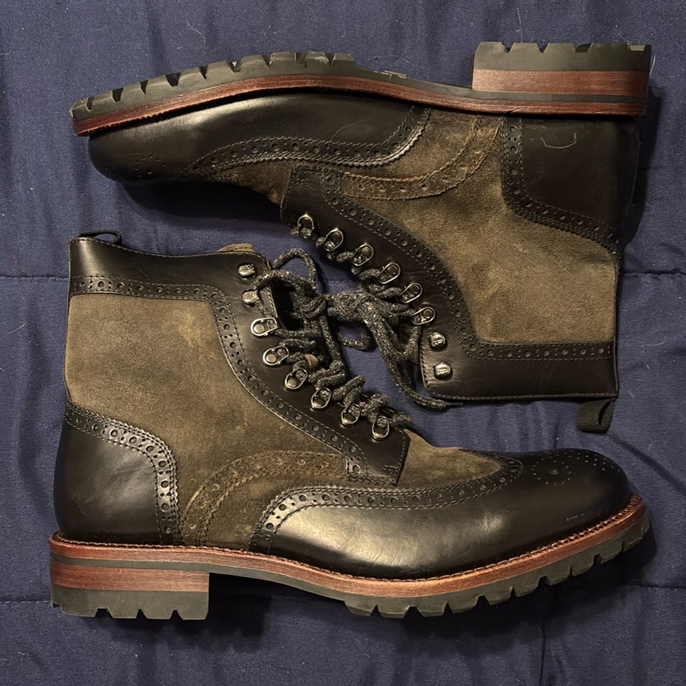 Frye George Adirondack boots - black size 13 leather and suede - NEW